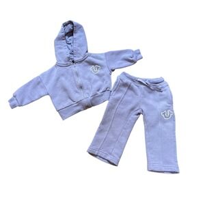 True Religion Tracksuit Kids Purple Good Glitter Logo Hoodie Sweatpants SIZE 18M